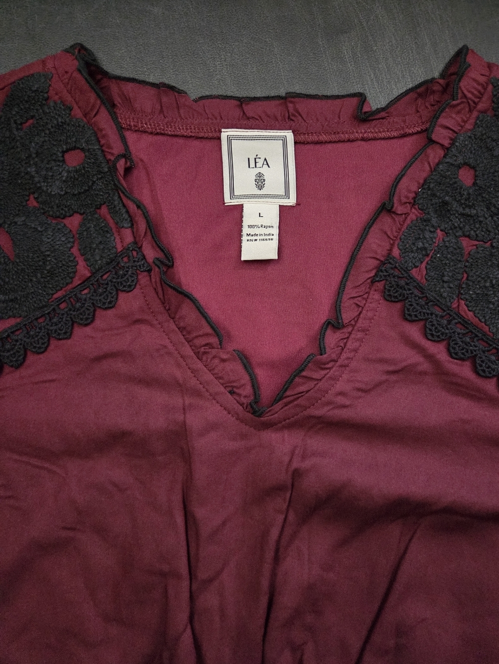 NWT - LEA Floral Embroidered Long Sleeve Fully Lined Midi Dress with Belt-Size L - Picture 10 of 16